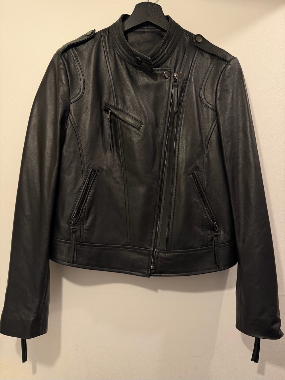 Women’s Black Lamb Leather Biker Jacket
